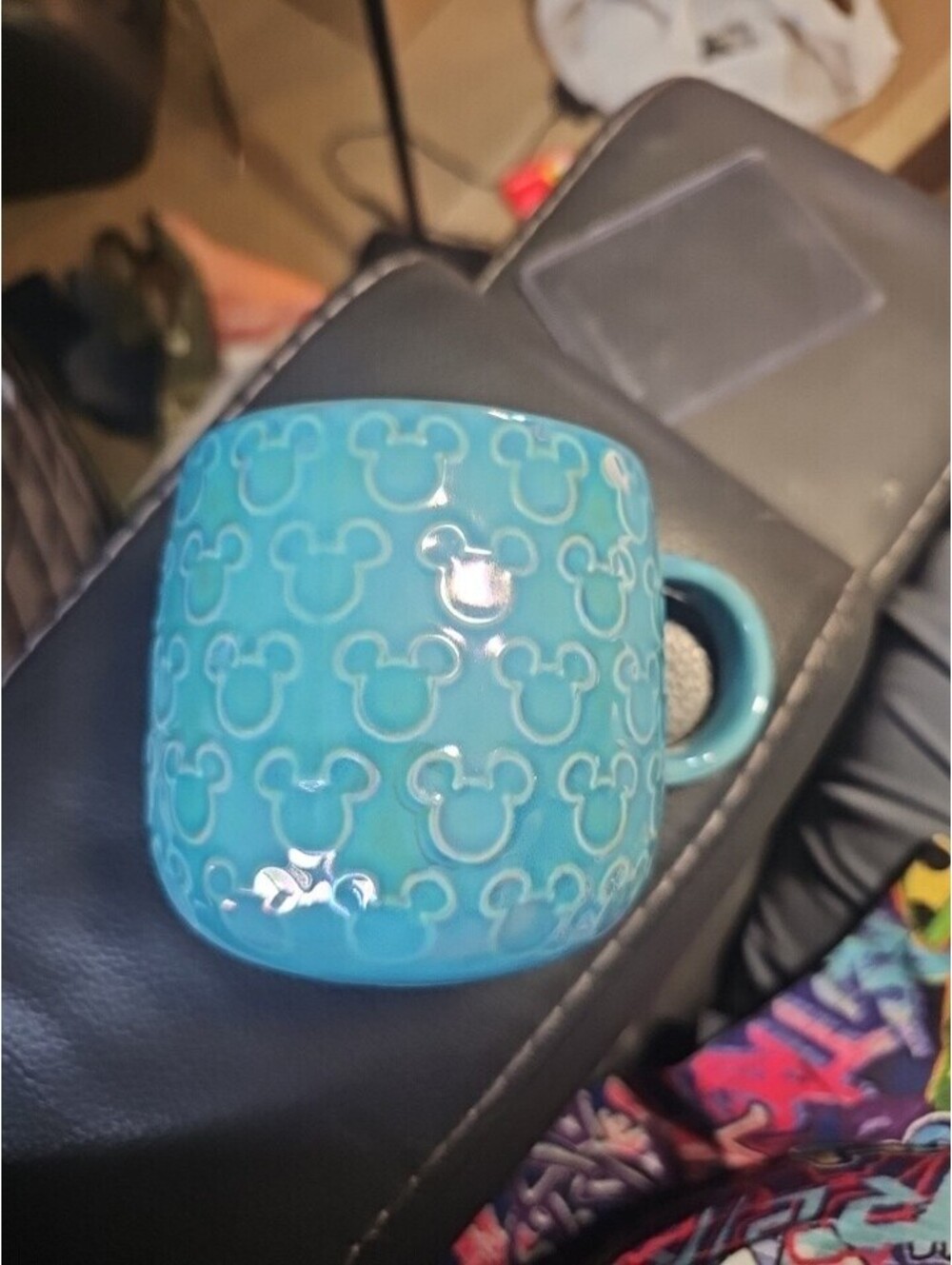 Disney Parks Home Mickey Mouse Raised Icon Mug 16oz Iridescent Aqua